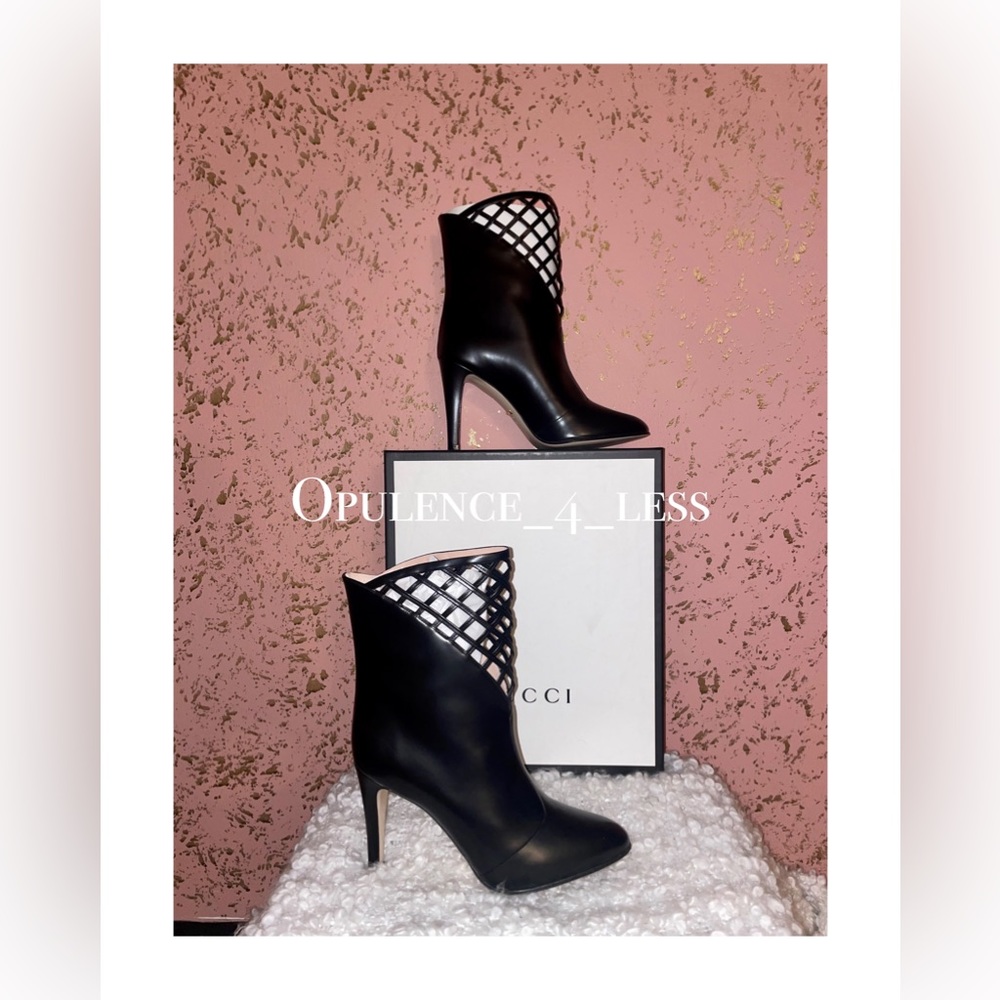 Gucci Plume Calfskin Damir Lattice Cutout Boots